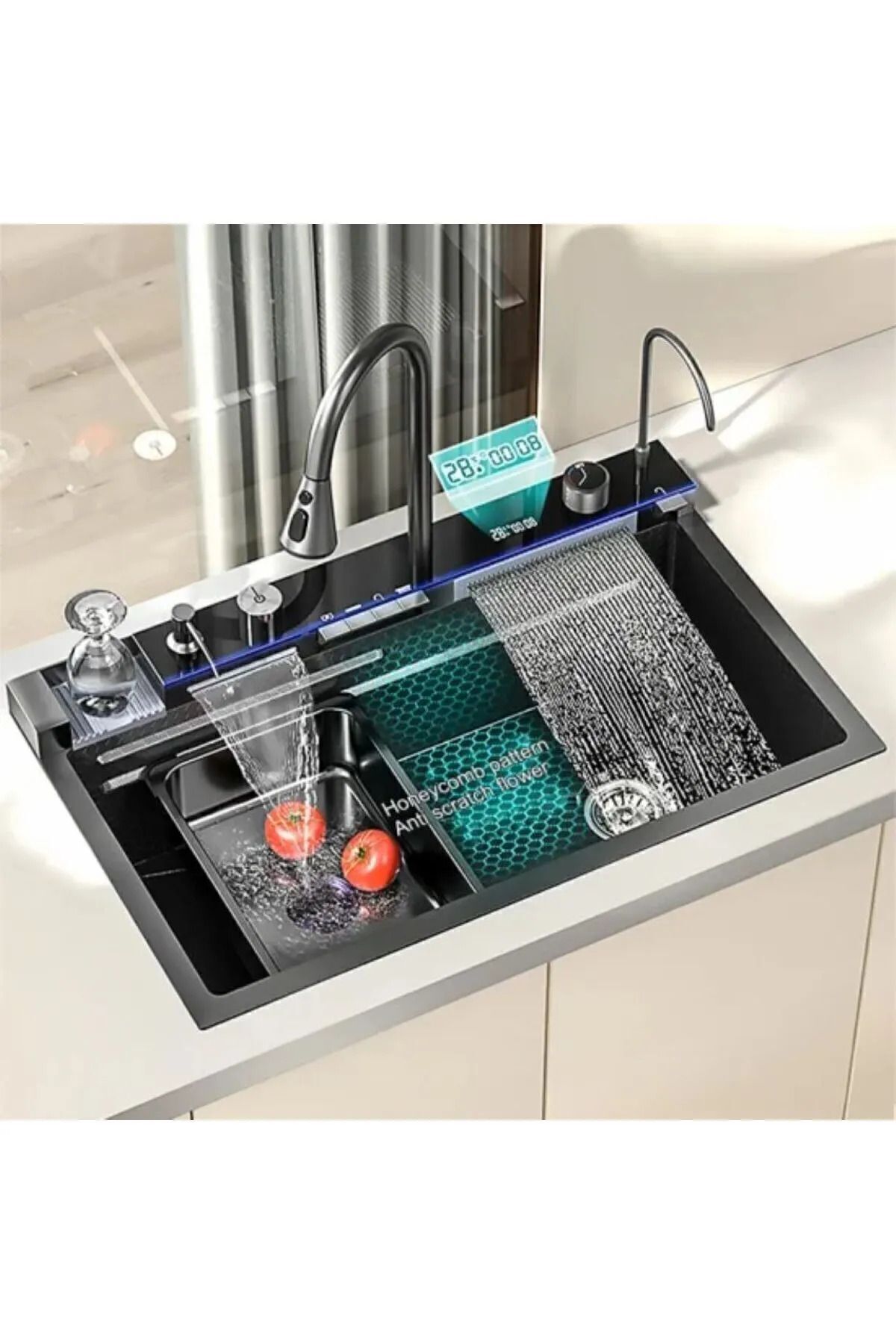 Asil Krom Şelaleli Eviye, Tam Set, Teknolojik, Akıllı Mutfak Evyesi, Mutfak Lavabosu