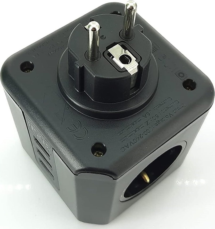 Isıya Dayanıklı Termal, Akım Korumalı 16A 4000W, 3xusb, 2.1 A, 3 Priz, Çocuk Korumalı Çoklu Küp Priz