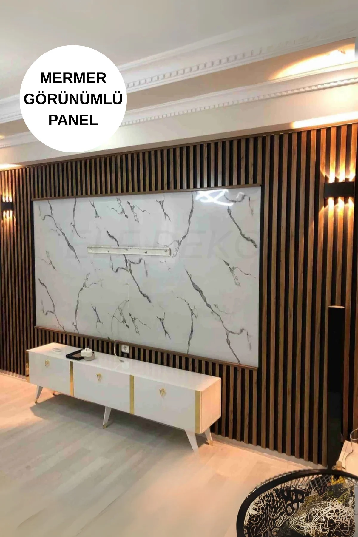 121.5cmx224cm 1 Adet Parlak Beyaz Mermer Desenli Duvar Paneli (Banyo&Mutfak&Zemin)