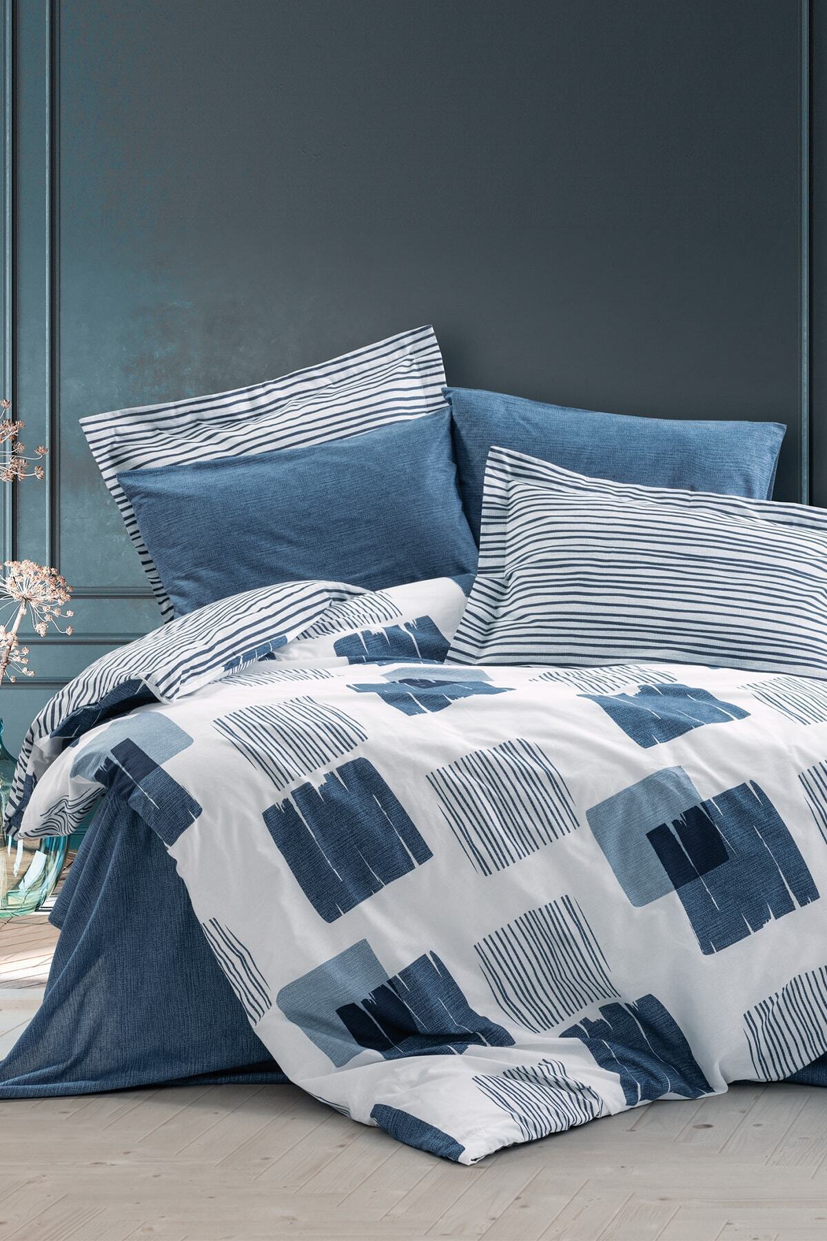 Modern Çift Kişilik Nevresim Takımı Solito Indigo