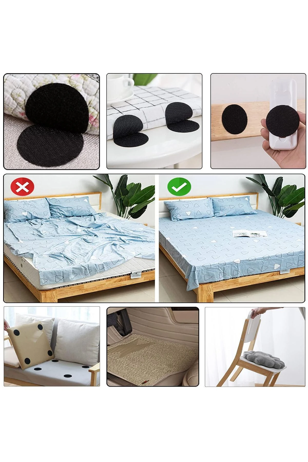 Halı Kilim Kaydırmaz 10'lu Cırt Cırtlı Bant Sandalye Örtüsü Nevresim Paspas Sabitleyici