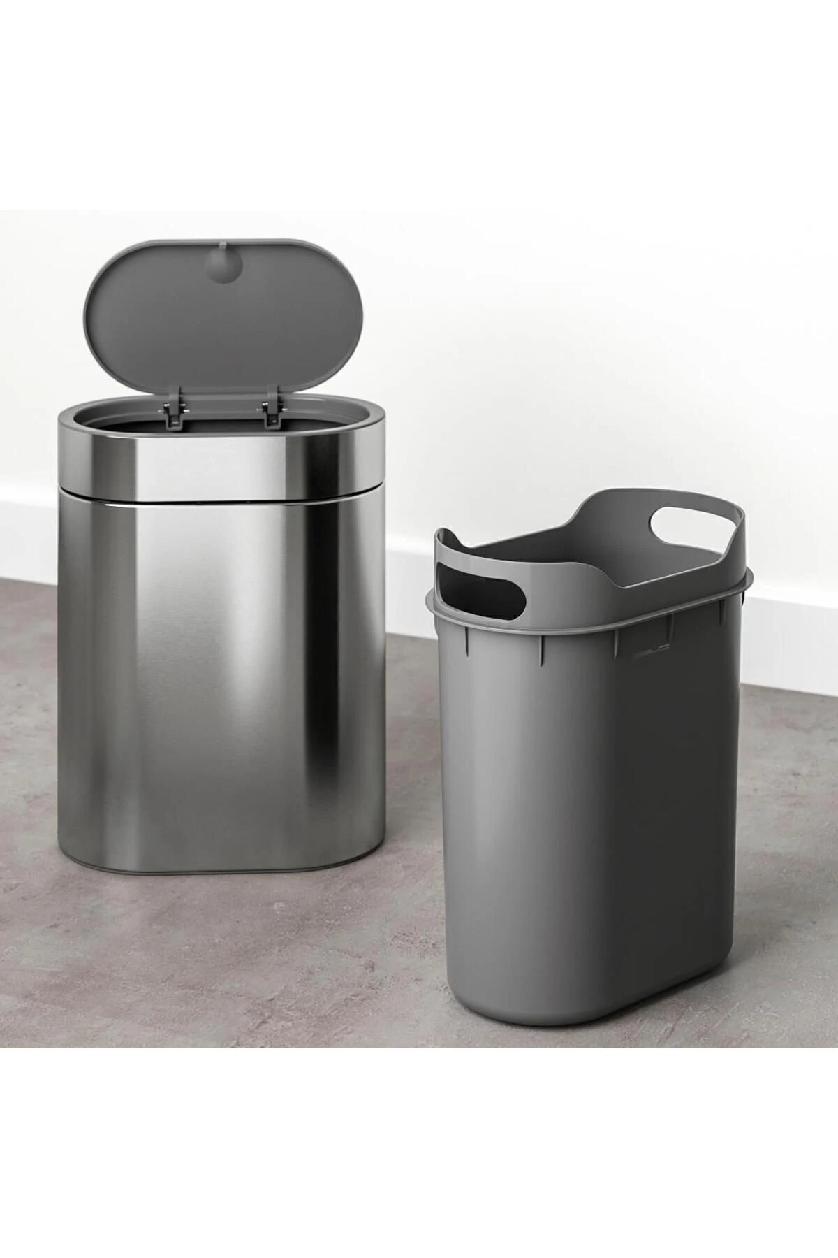 BROGRUND dokunmatik çöp kutusu , gri, 4 lt, paslanmaz çelik