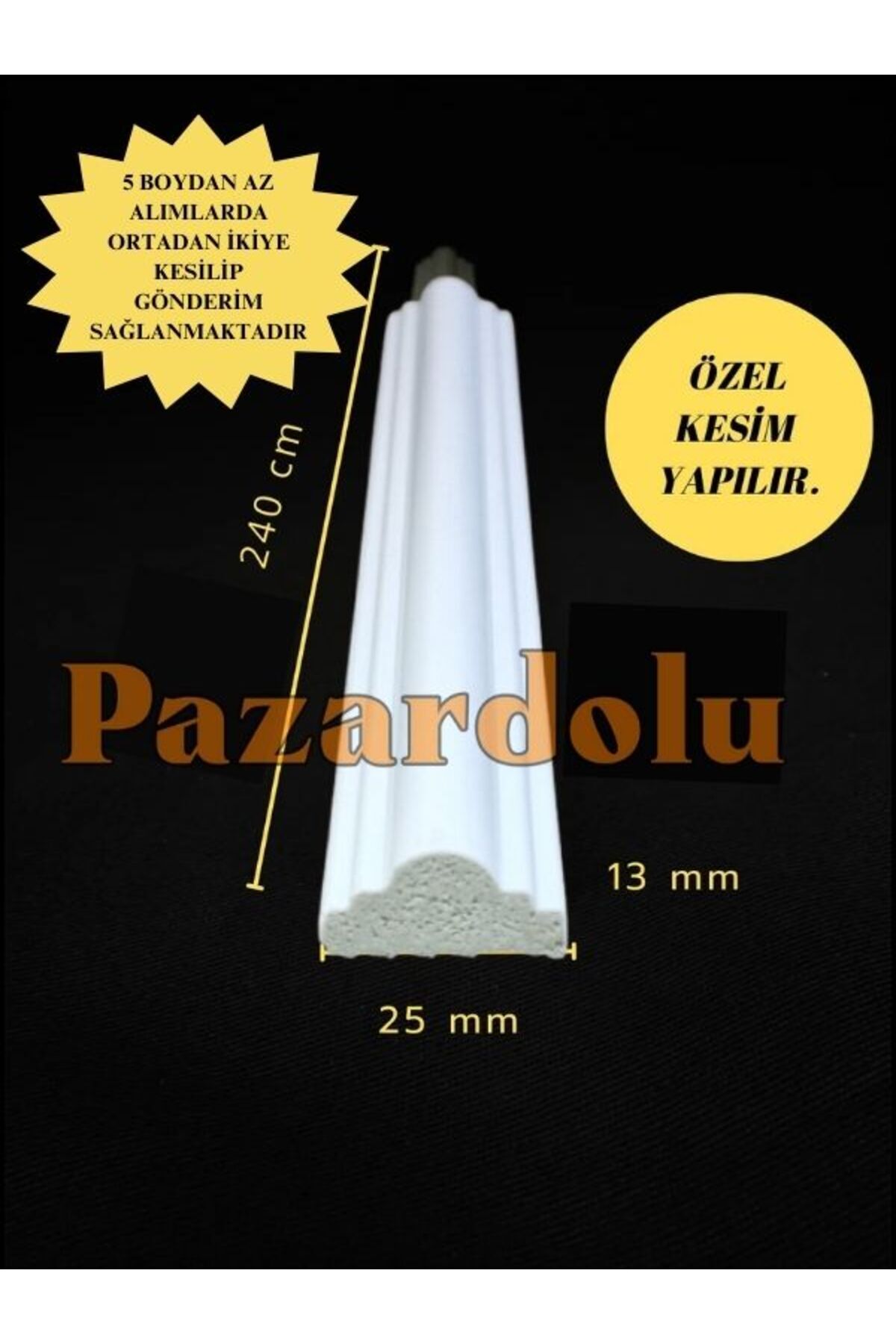 Decozza Boyanabilir Duvar Çıtası 2.5 Cm 1 Boy (1 adet) 240 Cm (df-2513) Duvar Süsleri