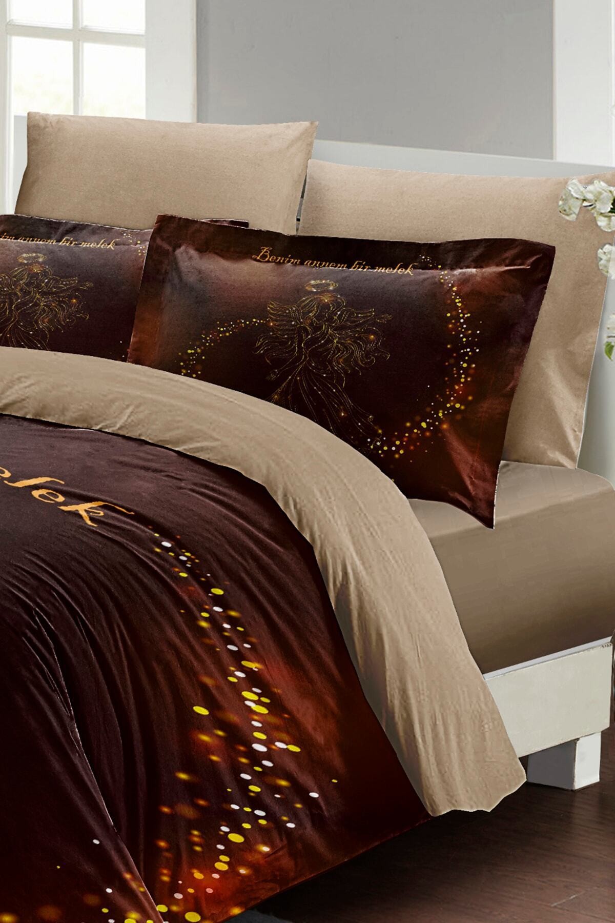 Kıng Sıze Anneler Günü Çift Kişilik Nevresim Takımı %100 Pamuk Saten Melek Annem 220x240cm