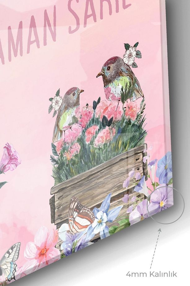 Motto Söz Mutluluk Hayaller | Kelimeler Temalı Cam Tablo | 50x70 Cm