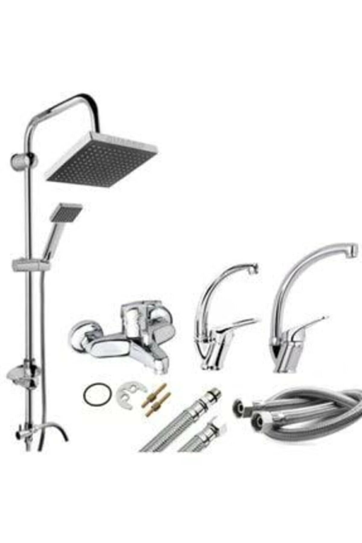 Mutfak Lavabo Banyo Bataryası Çeşmesi Muslugu Lüx Robot Duş Seti Sistemi 4lü Set