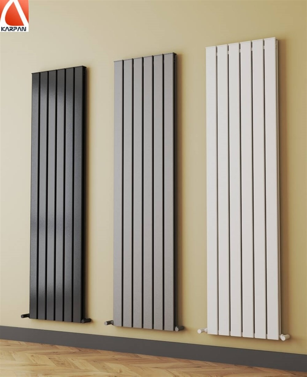 Nirvana 1200X390 5 Dilim Siyah Hibrid Dekoratif Isı Verimliliği Arttırılmış Radyatör