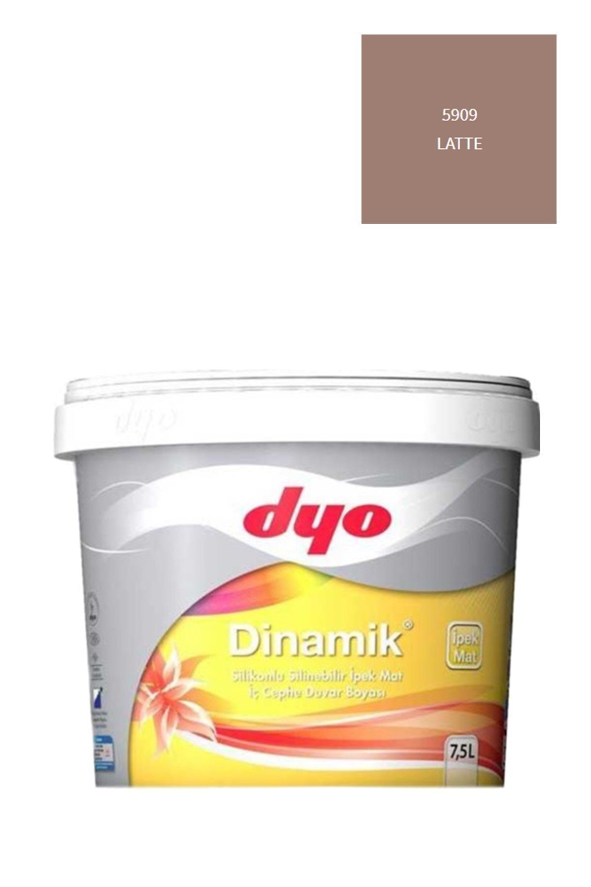 Dinamik Silikonlu Silinebilir Ipek Mat Iç Cephe Duvar Boyası 5909 Latte 7,5 Lt