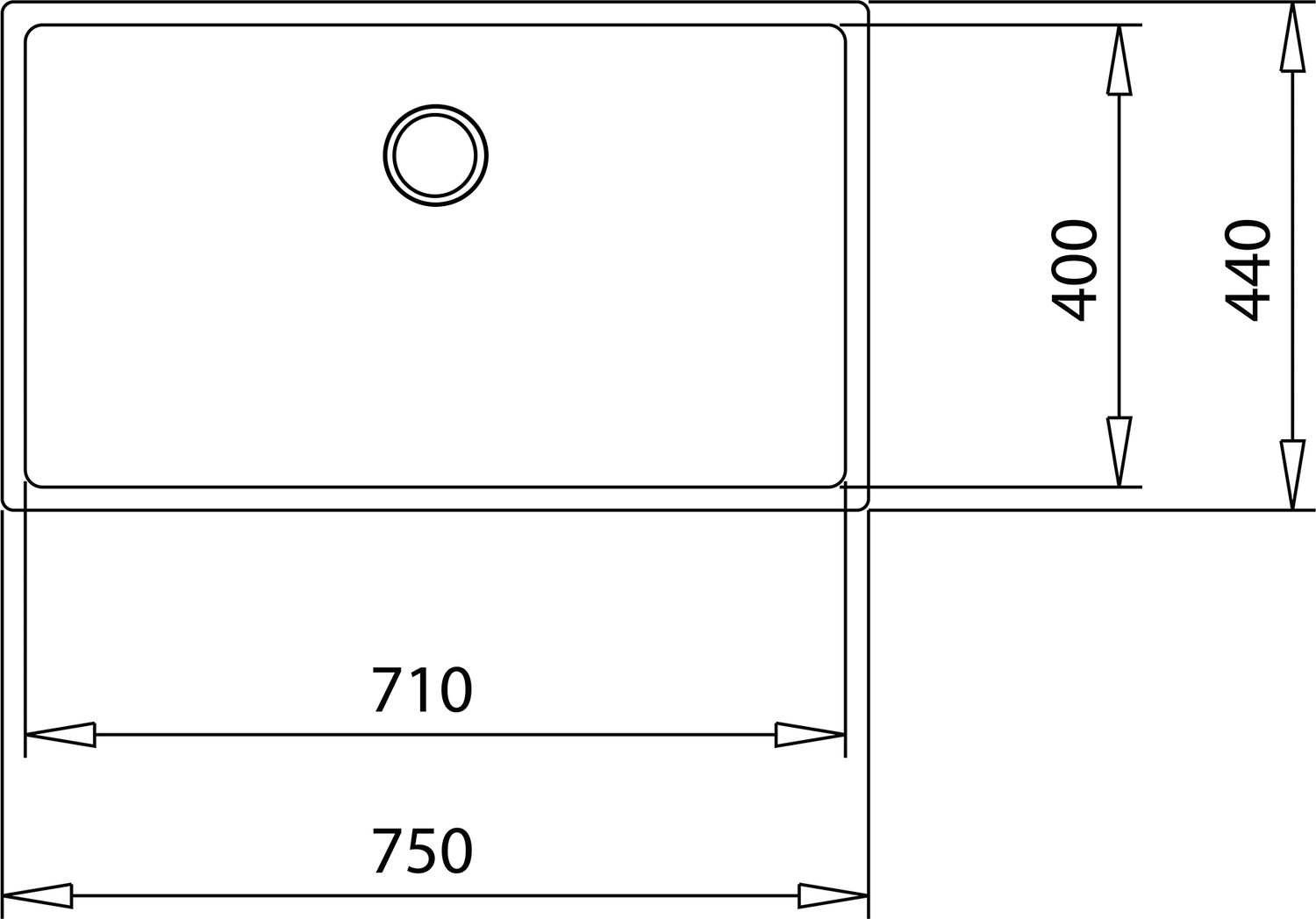 BE LINEA RS15 71.40 Tezgahaltı Eviye Paslanmaz Çelik 71 cm 115000004