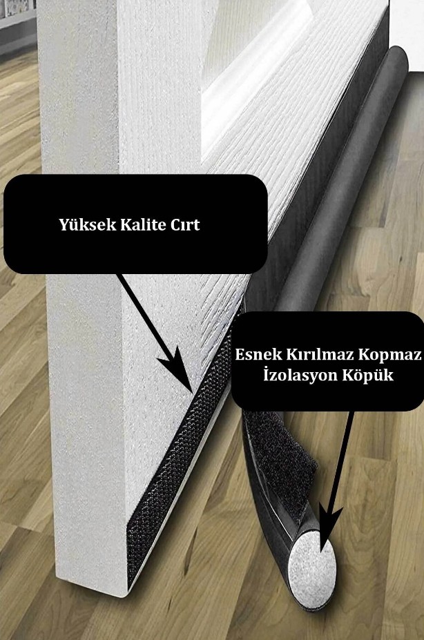 Kapı Altı Rüzgar Önleyici, Isı Yalıtım Süngeri, Eşik Altlığı, Soğuk Geçirmez 1 Adet Siyah