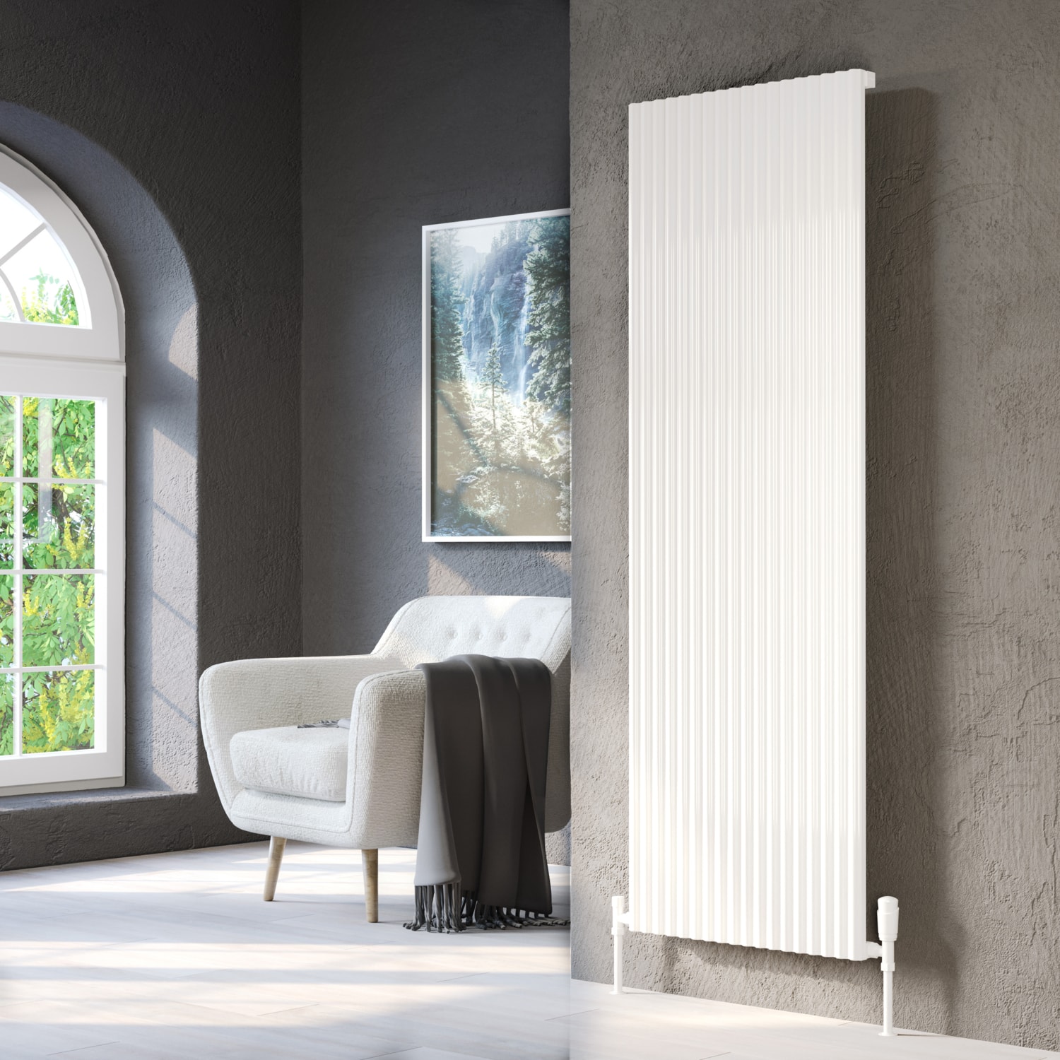 Fiona Alüminyum Dikey Radyatör 1800×600mm 6 Dilim Beyaz | Yüksek Isıl Verim