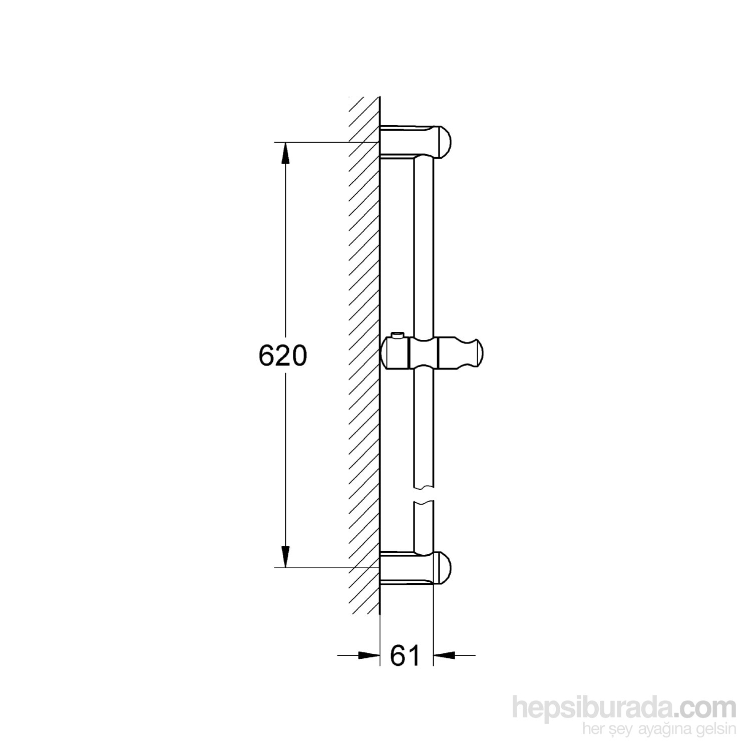 New Tempesta Duş Sürgüsü 600 mm - 27523000