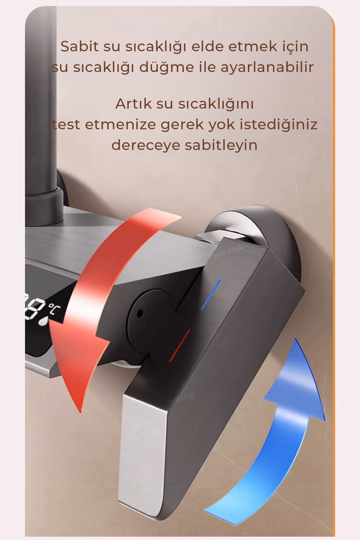 Dijital Led Göstergeli Piyano Tuşlu Termostatik Banyo Batarya Duş Sistemi