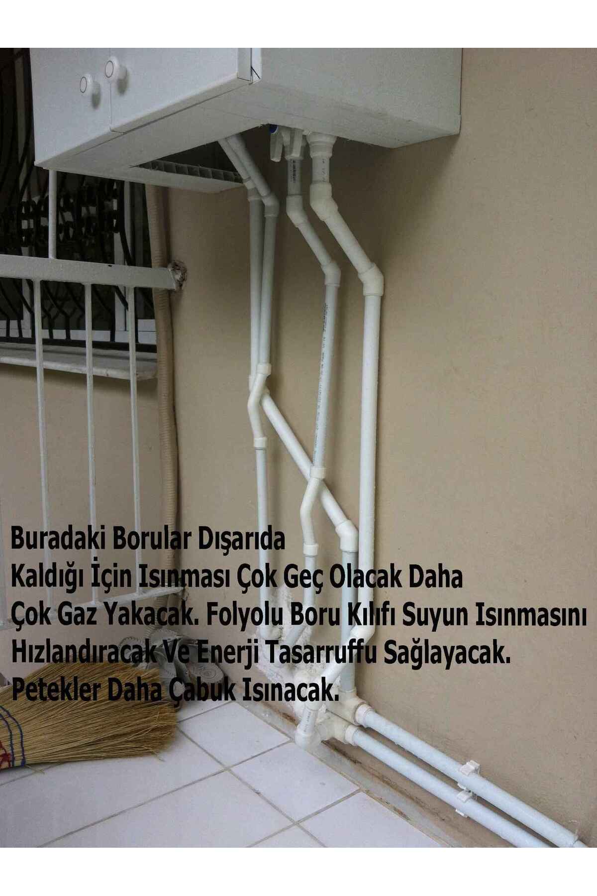 DOĞALGAZ KOMBİ FOLYO KAPLI TASARRUF BORU KILIFI 2 METRE 20/22mm-Borularınızı soğuktan sıcaktan korur