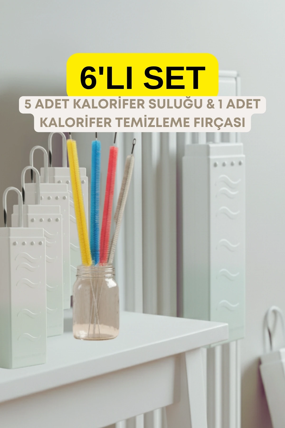 5+1 Kalorifer Seti, 5 Adet Nemlendirme Suluğu ve 1 Adet Petek Temizleme Fırçası, Kalorifer Suluğu