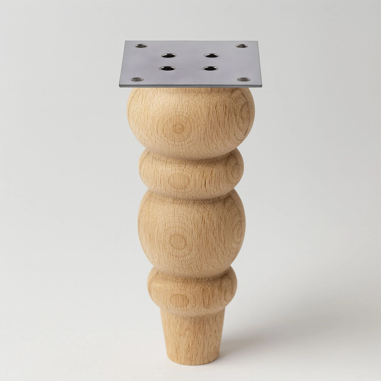 Bohem 17 cm Boyasız Ham Doğal Ahşap Ayak Silindir Mobilya Koltuk Kanepe Ayağı Metal Aparat Dahil