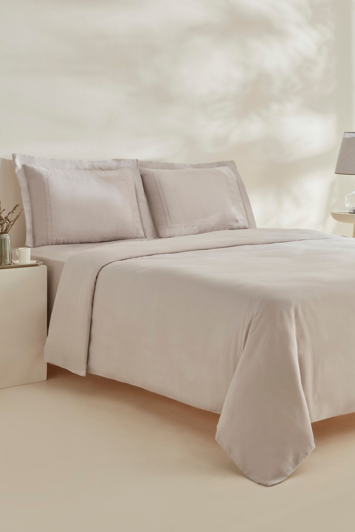 White Collection Felves %100 Pamuk Çift Kişilik Nevresim Takımı Açık Gri