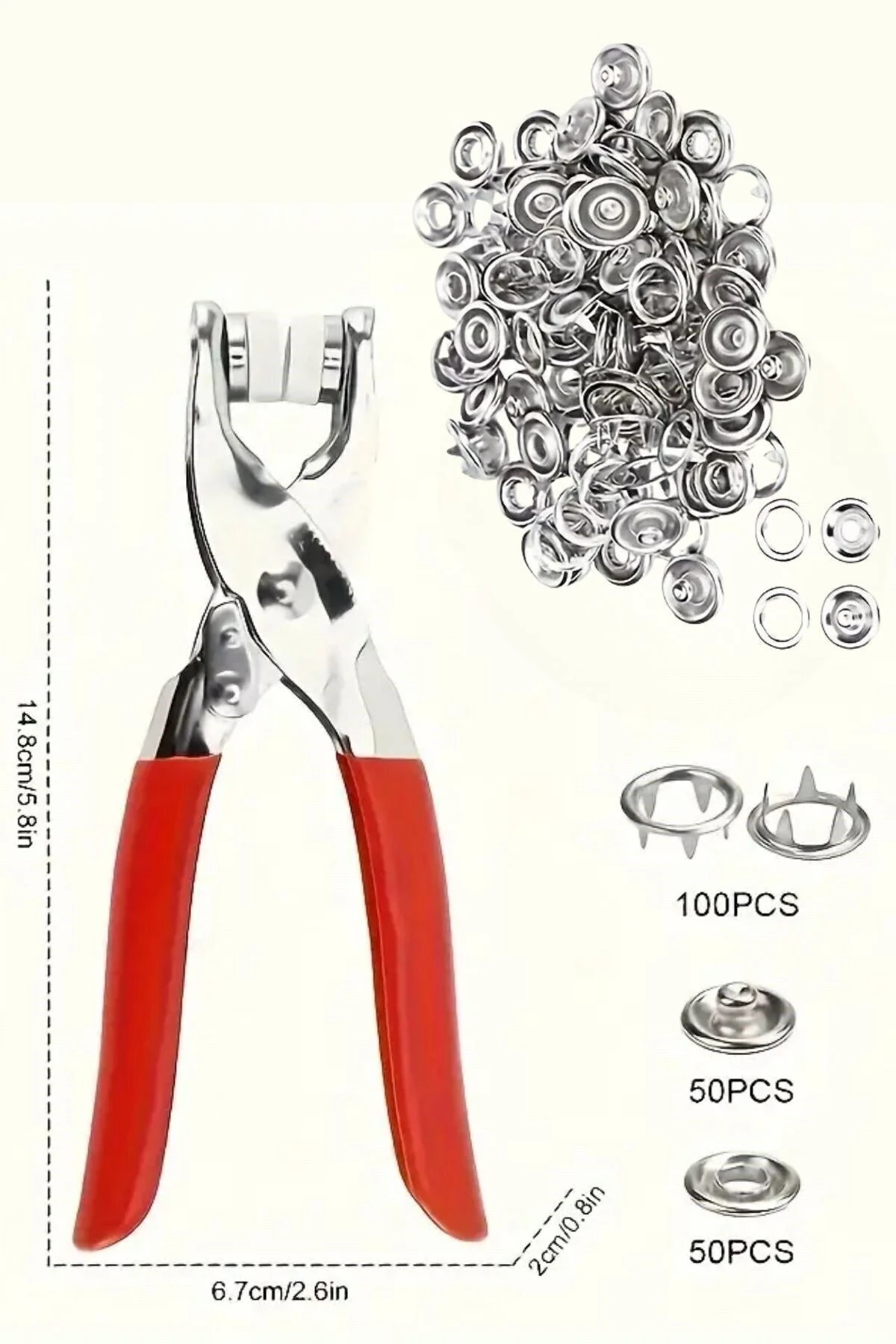 200 adet Paslanmaz Çelik Çıtçıt ve Pense Seti Metal Çıt Çıt Makinesi 50 set Çıtçıt