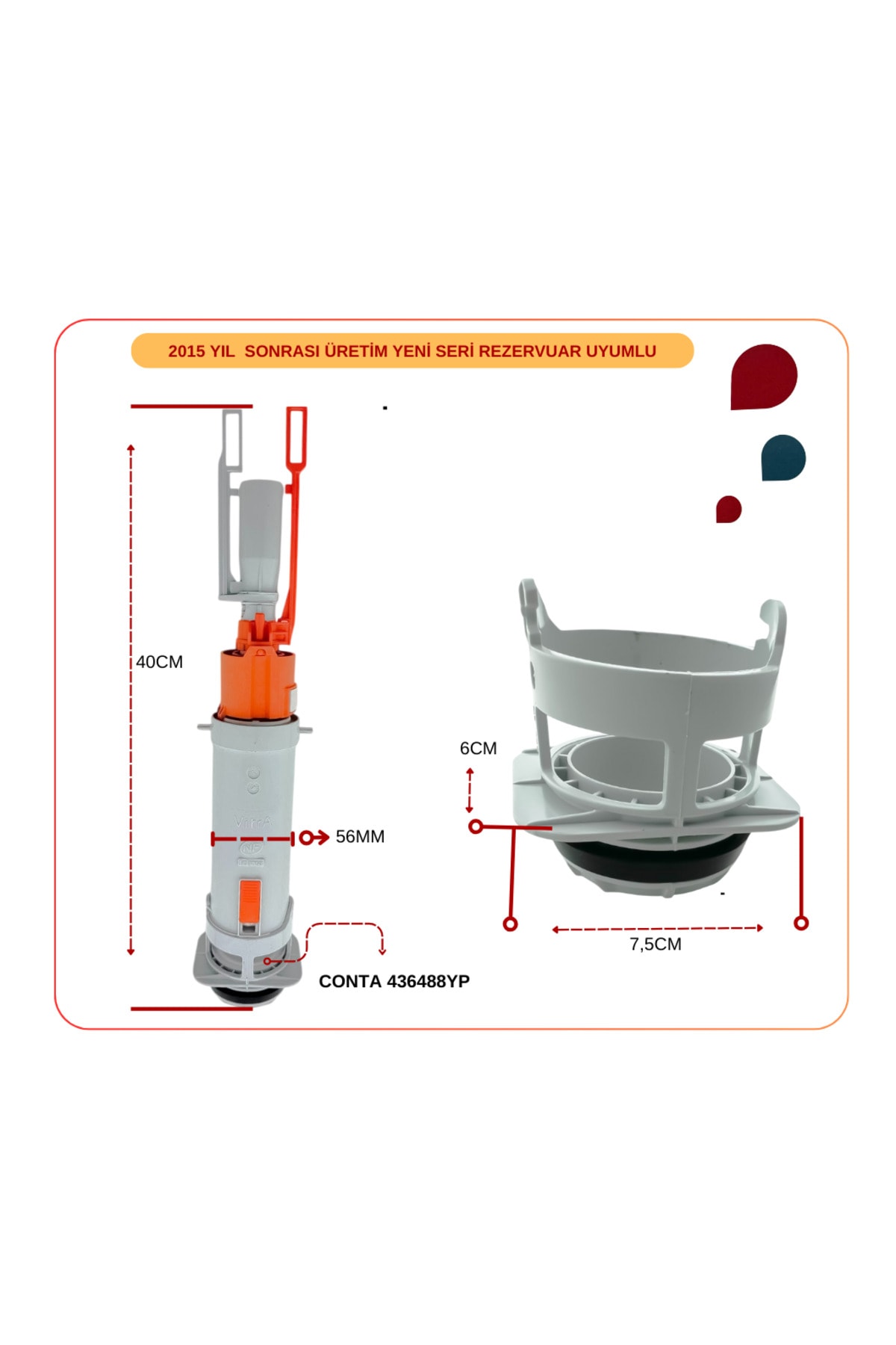 436868YP  Boşaltma Gurubu 8cm Kare