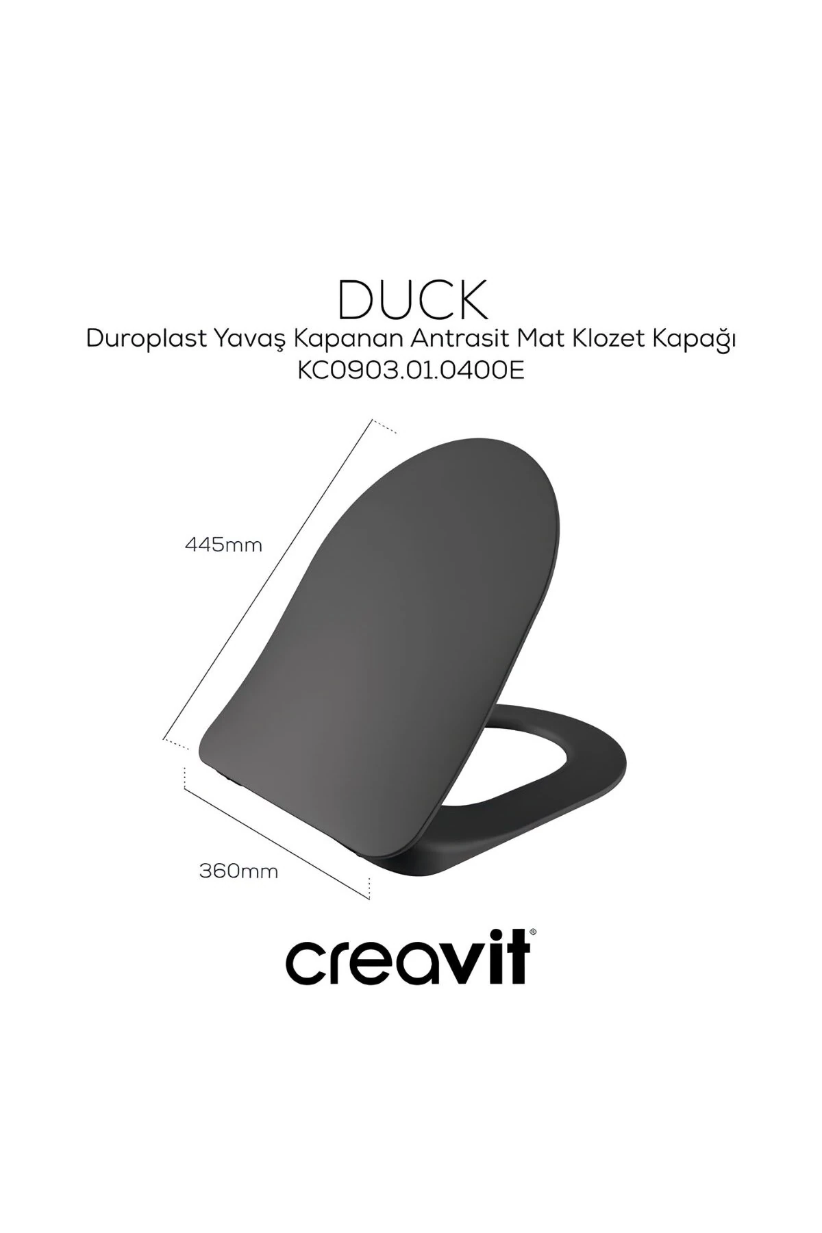 Free Mat Antrasit Kanallı Asma Klozet FE320, Duck Duroplast Yavaş Kapak