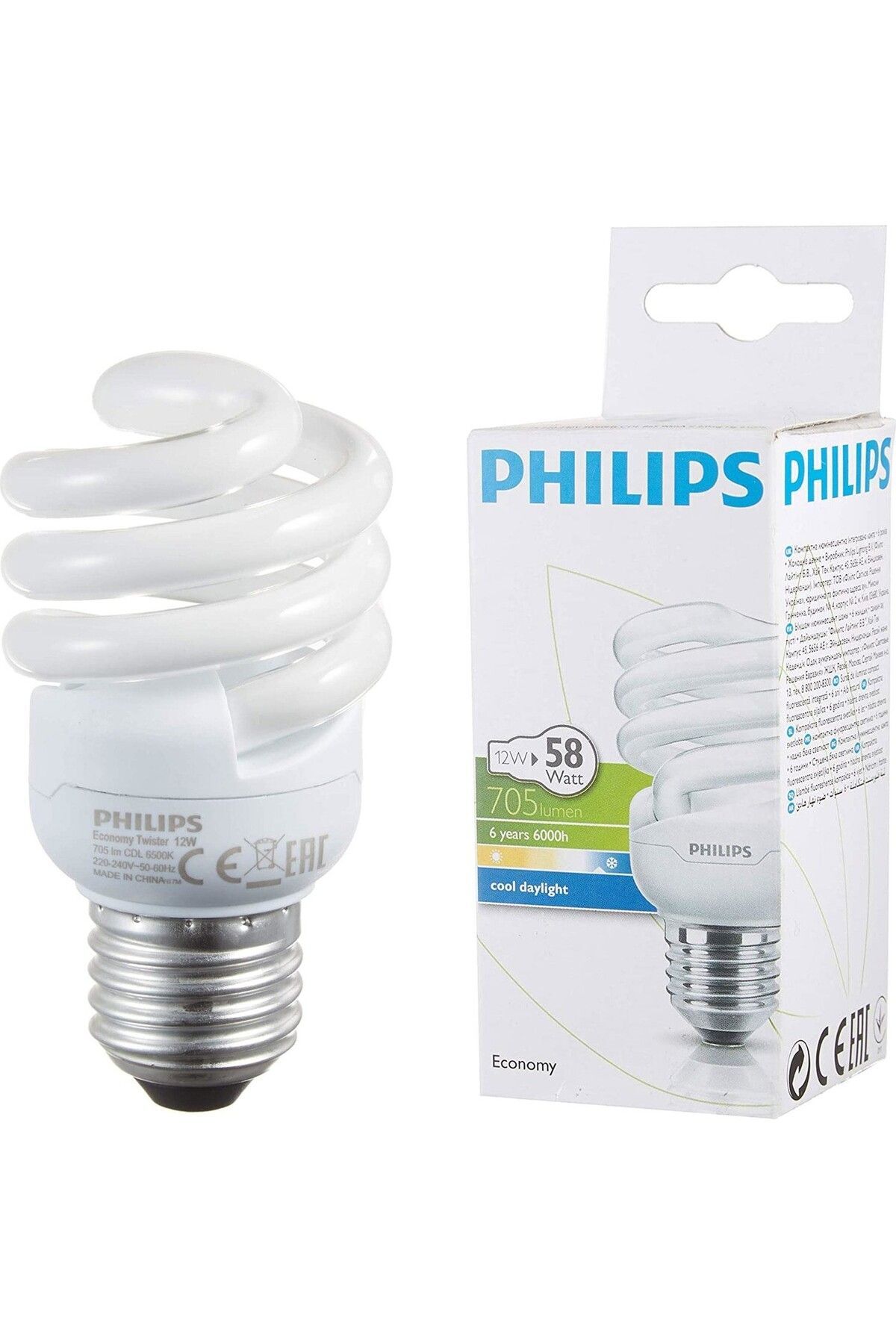 12W=58W Mini Spiral-Kıvrık Tasarruf Ampul-E27 Duylu Beyaz Işık-6500K/705 LUmen