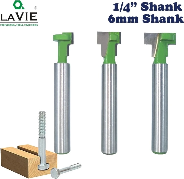 6mm Shank 1 Adet 9.52MM 1 Adet 1/4 "şapk 6.35MM T-Yuvası Kesici Yönlendirici Bit Seti Altıgen Cıvata Anahtar Delik Uçları T Planya Freze Kesici Ahşap Ağaç Işleme Için MC01190 (Yurt Dışından)