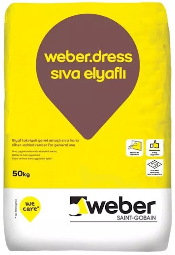 Weber Dress Sıva Elyaflı İç ve Dış Cephe Sıvası 50 kg