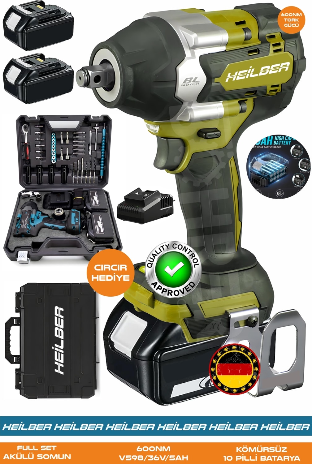 Alman BA01073S Akülü Darbeli Somun Sıkma | 36V 5AH | 600 Nm Tork – Ergonomik Tasarım – Darbeli Lokma Anahtar
