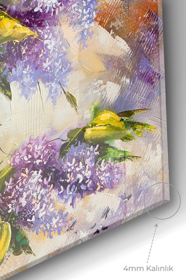 Vazo Ve Çiçek Temalı | Çiçek Temalı Cam Tablo | 50x70 Cm