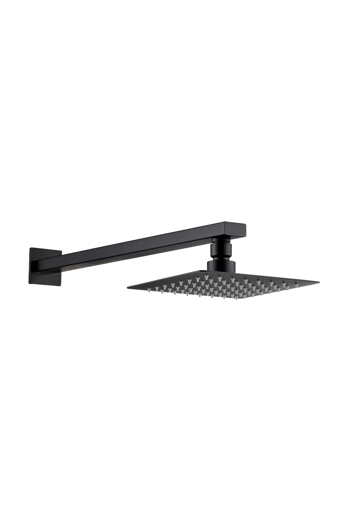 Ankastre Duş Başlığı Borulu Kare Slim Metal 20x20 Cm Siyah