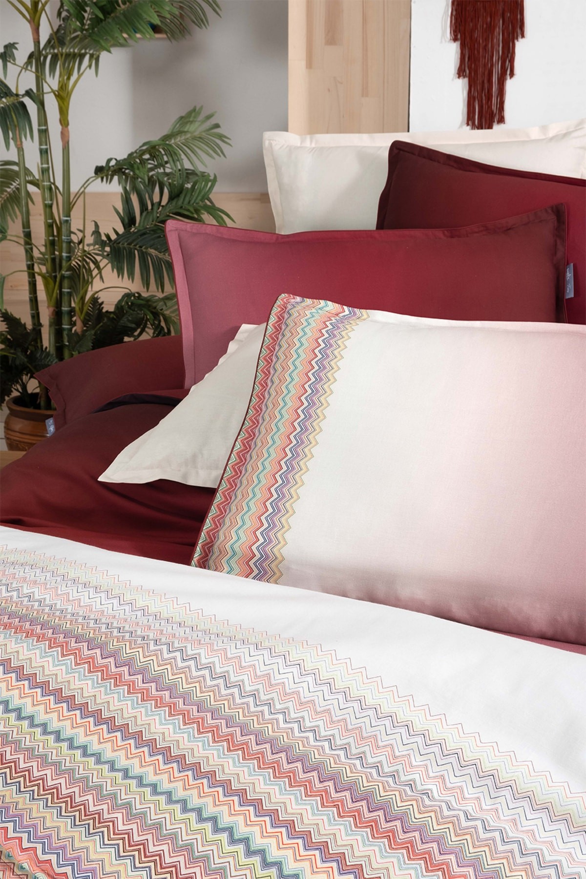 Lindi Kırmızı Çift Kişilik %100 Pamuk Fancy Poplin Nevresim Takımı