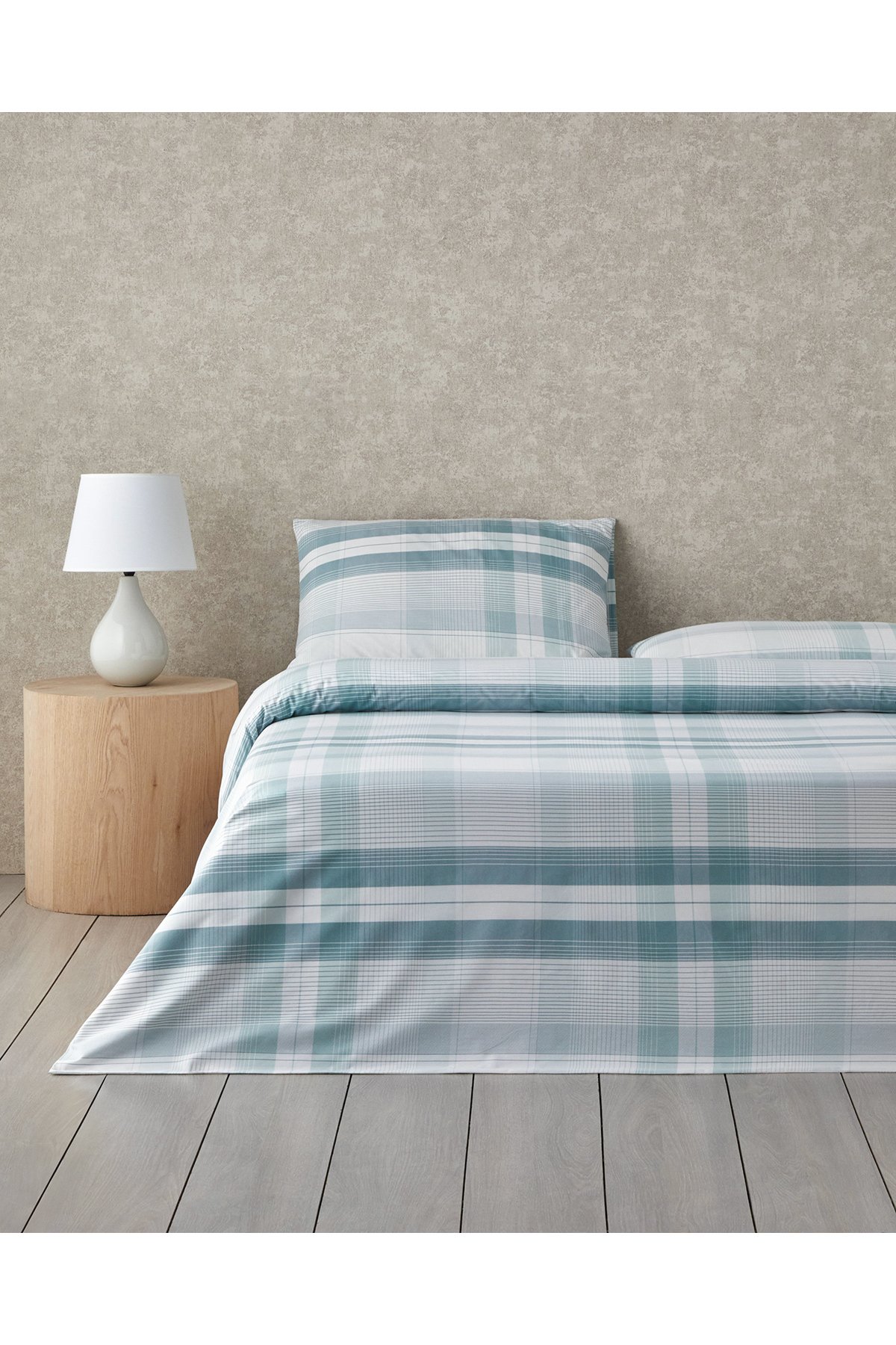 Modern Check Pamuklu Çift Kişilik Nevresim Seti 200x220 cm Yeşil