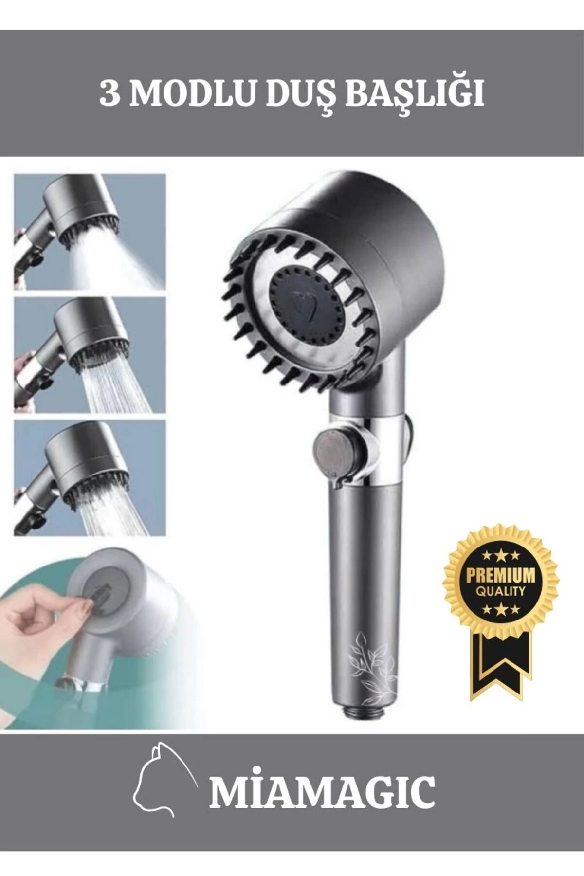 Özel Üretim Çok Amaçlı Kolay Kurulum 3 Mod Su Akış Durdurmalı Pratik Filtreli Duş Başlığı