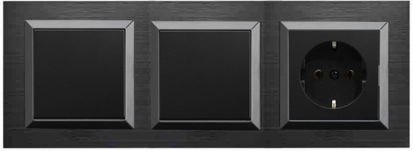 Quantum Siyah 3'lü Set Anahtar, Anahtar ve Topraklı Priz Set