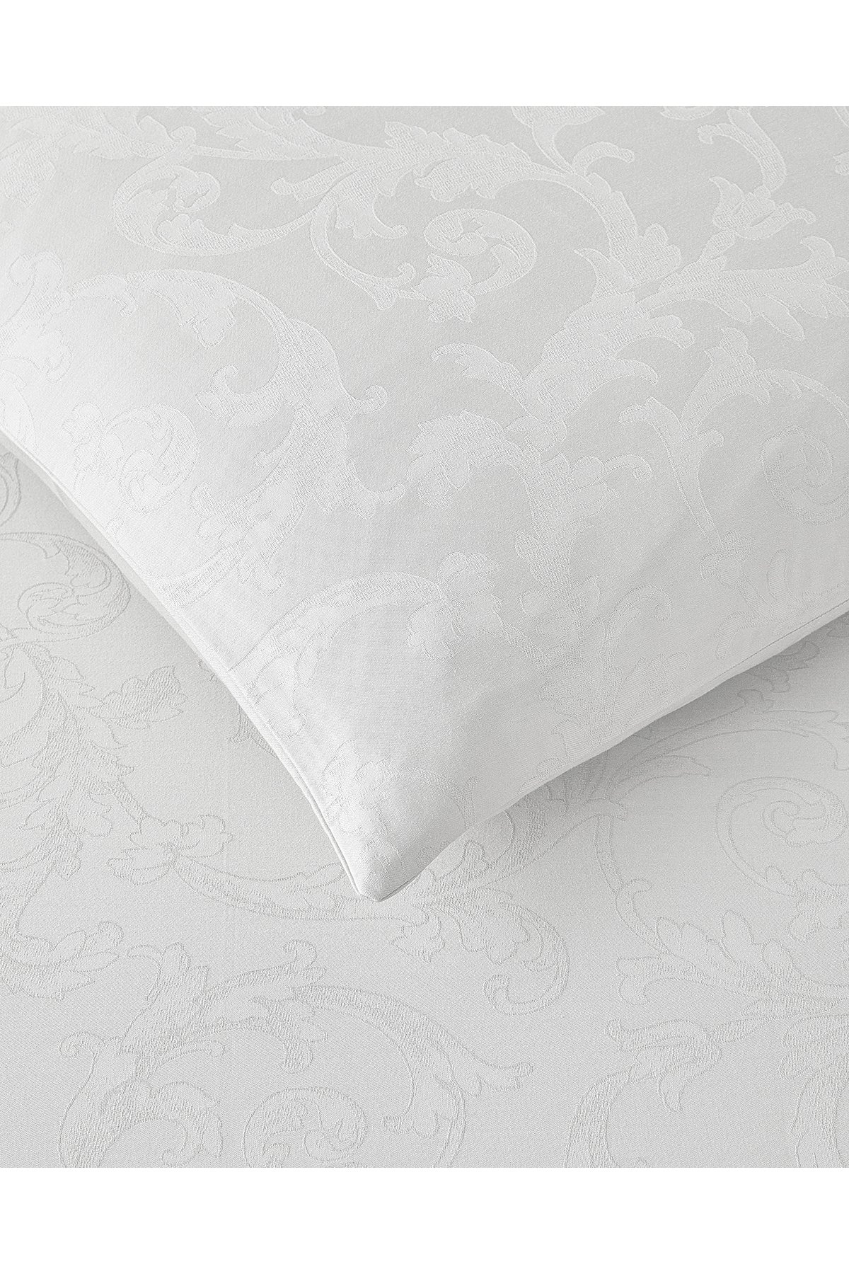 Royal Scroll Jakarlı Pamuk Saten Çift Kişilik Nevresim Takımı 200x220 cm Beyaz