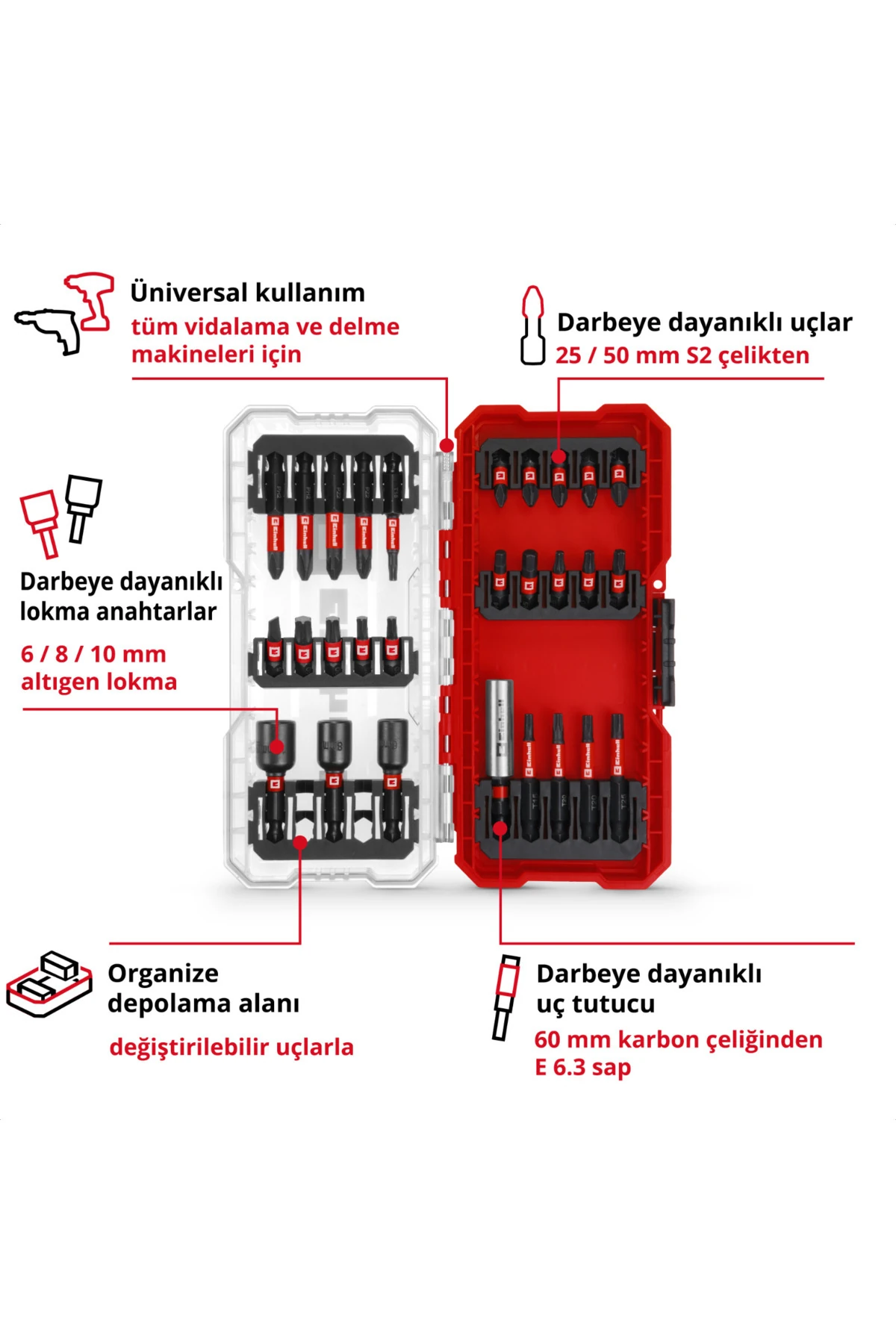 Orijinal S-case 28 Parça Darbeye Dayanıklı Bits Uç Seti - 49108703