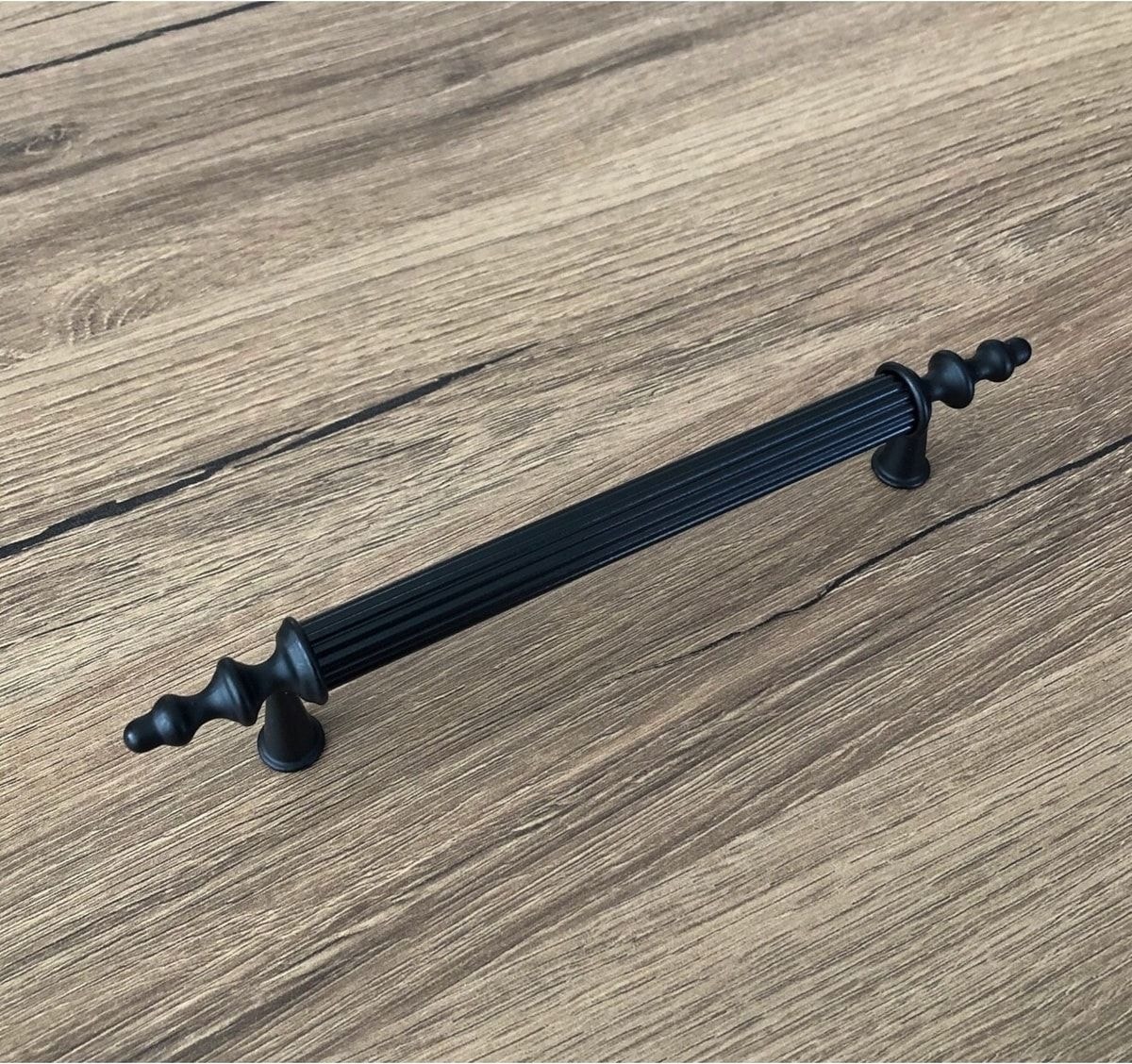 Mat Siyah Mobilya Dolap Mutfak Çekmece Kulpu 224MM (22,4cm) 5 Adet