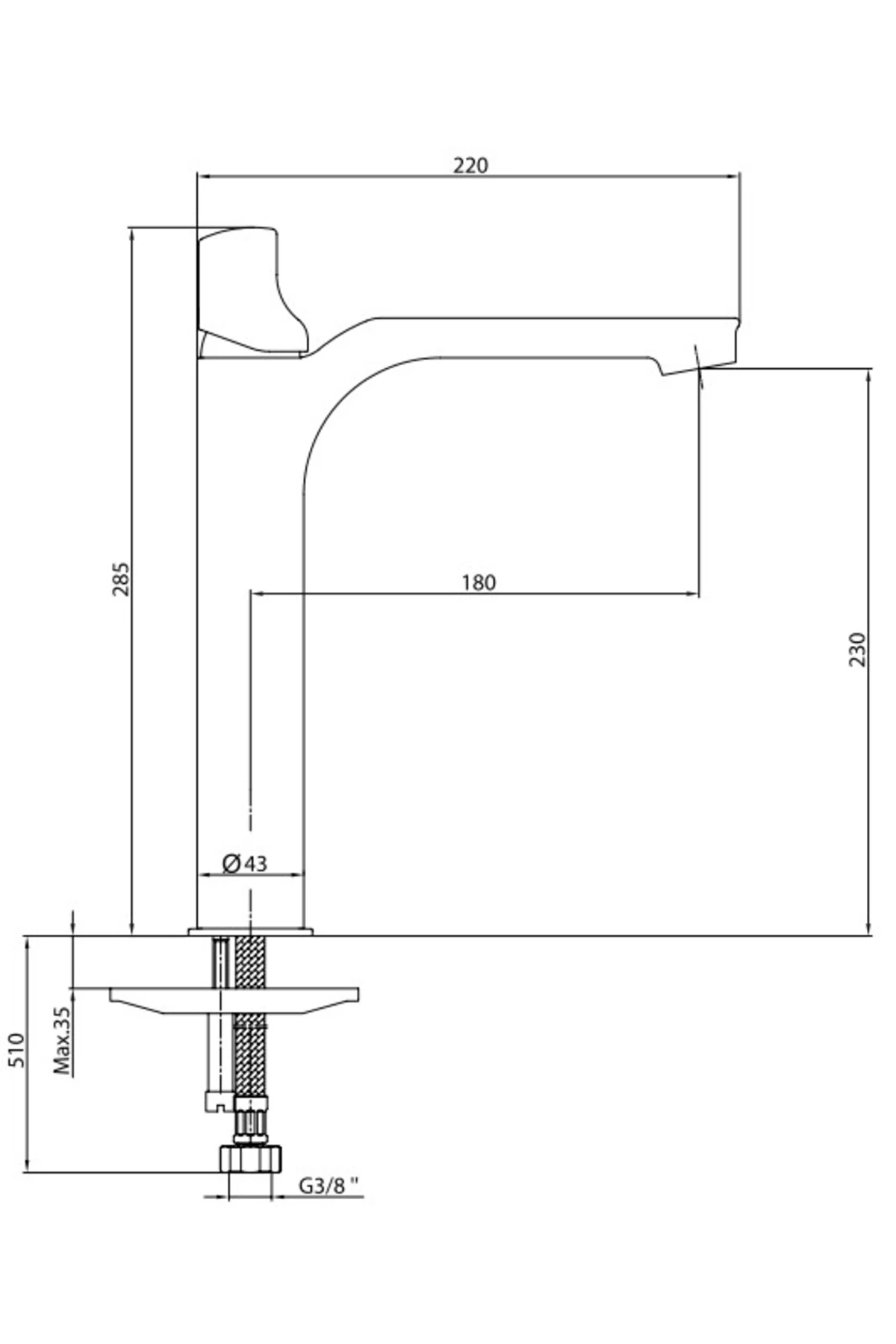 Myra Yüksek Tip Lavabo Bataryası Mat Beyaz Renkli 102108984C4