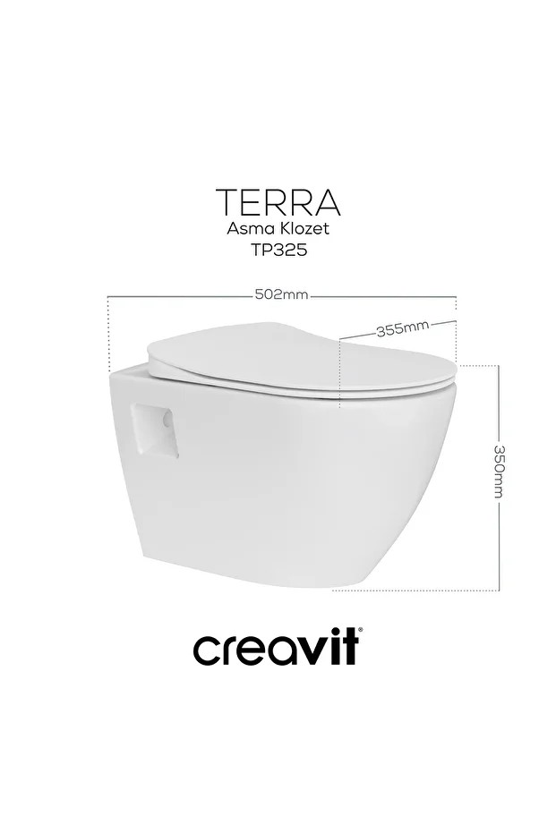 Terra Asma Klozet + Termoplast Kapak + Gri Kumanda Paneli + Gömme Rezervuar + Ara Kesme Valfi Set