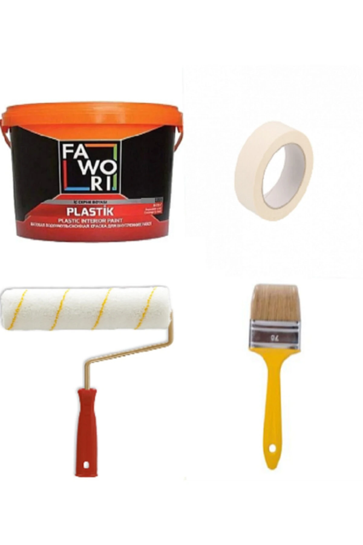 Iç Cephe Plastik Boya + Rulo + Kağıt Bant + Kestirme Fırça - 3.5 Kg - Kadife Çiçeği