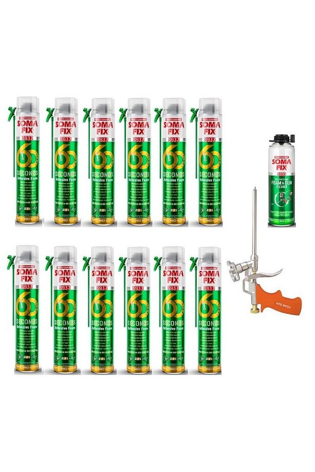 12 Adet 750 ml 60 Saniye Çift Kullanımlı Yapıştırma Köpüğü Köpük Tabancası Köpük Temizleyicisi Seti