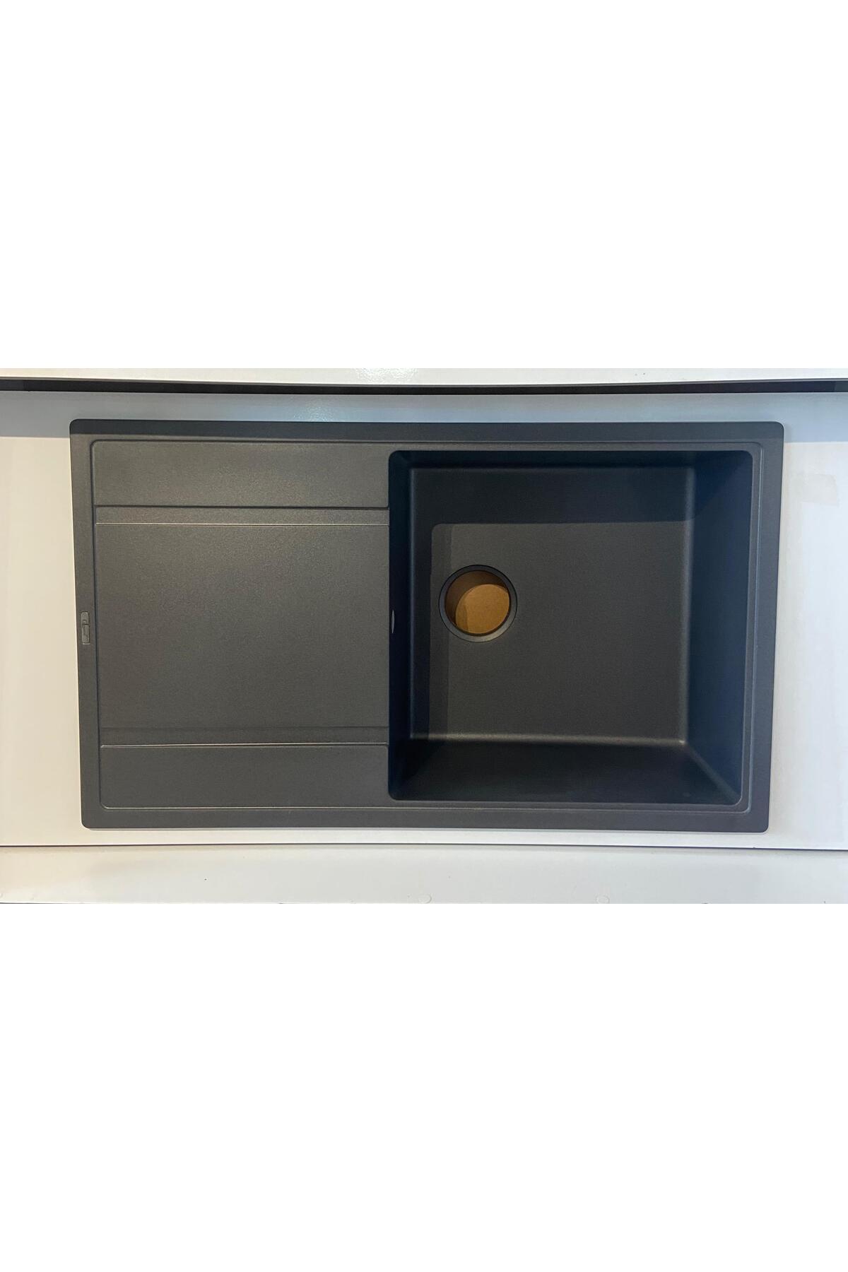 Astro Tek Göz Damlalıklı Granit Metalik Antrasit Mutfak Evyesitr