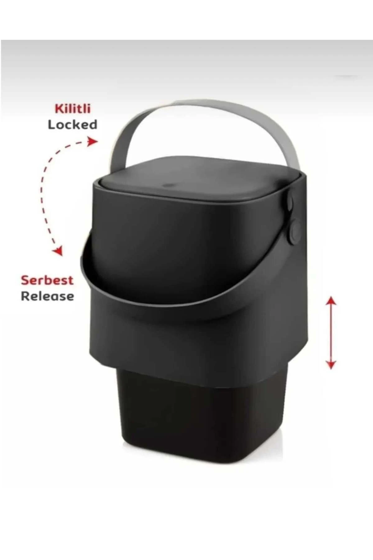 Yeni Nesil Akıllı Kapak Deri Kulplu Tezgah Üstü Mutfak Çöp Kovası 4 Litre