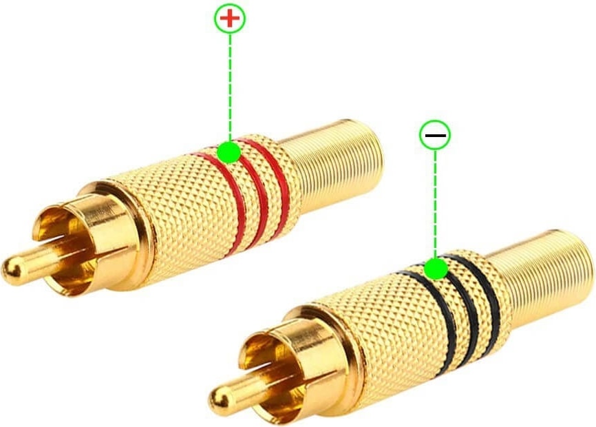 10 Adet - Rca Erkek Tos Jak Fiş Metal Yaylı - Rca Erkek Gold Konnektör