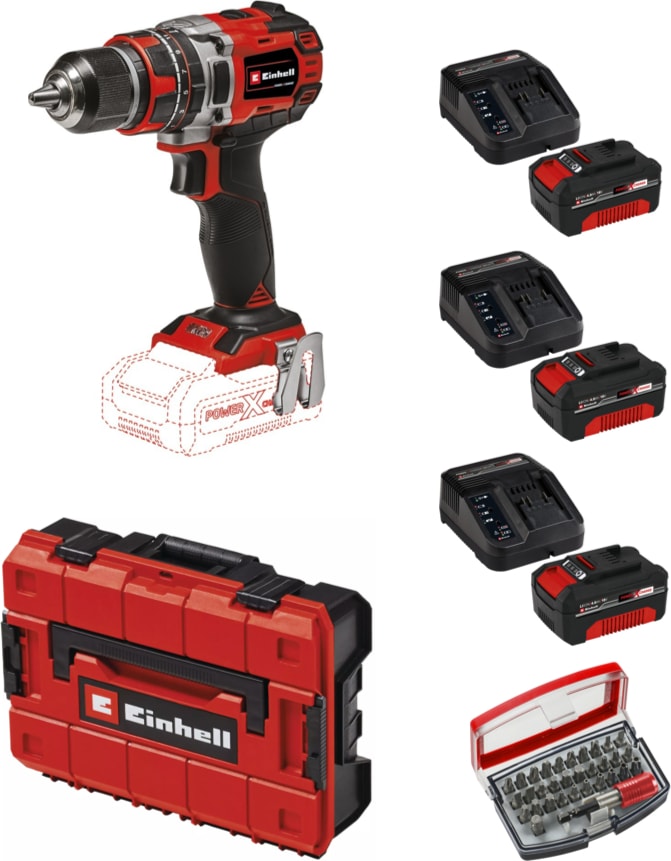 EİNHELL Tp-Cd 18/50 Li-I Bl Solo Akülü Vidalama Seti + 3 x 4 Ah Starter Kit (Bits Uç ve Çanta Dahil)