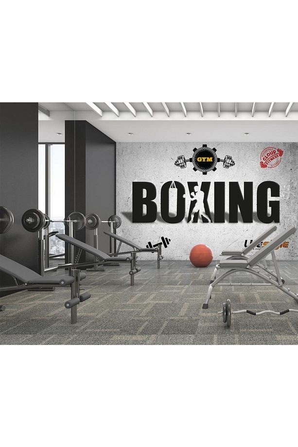 Spor Salonu Boks Yazılı Duvar Kağıdı
