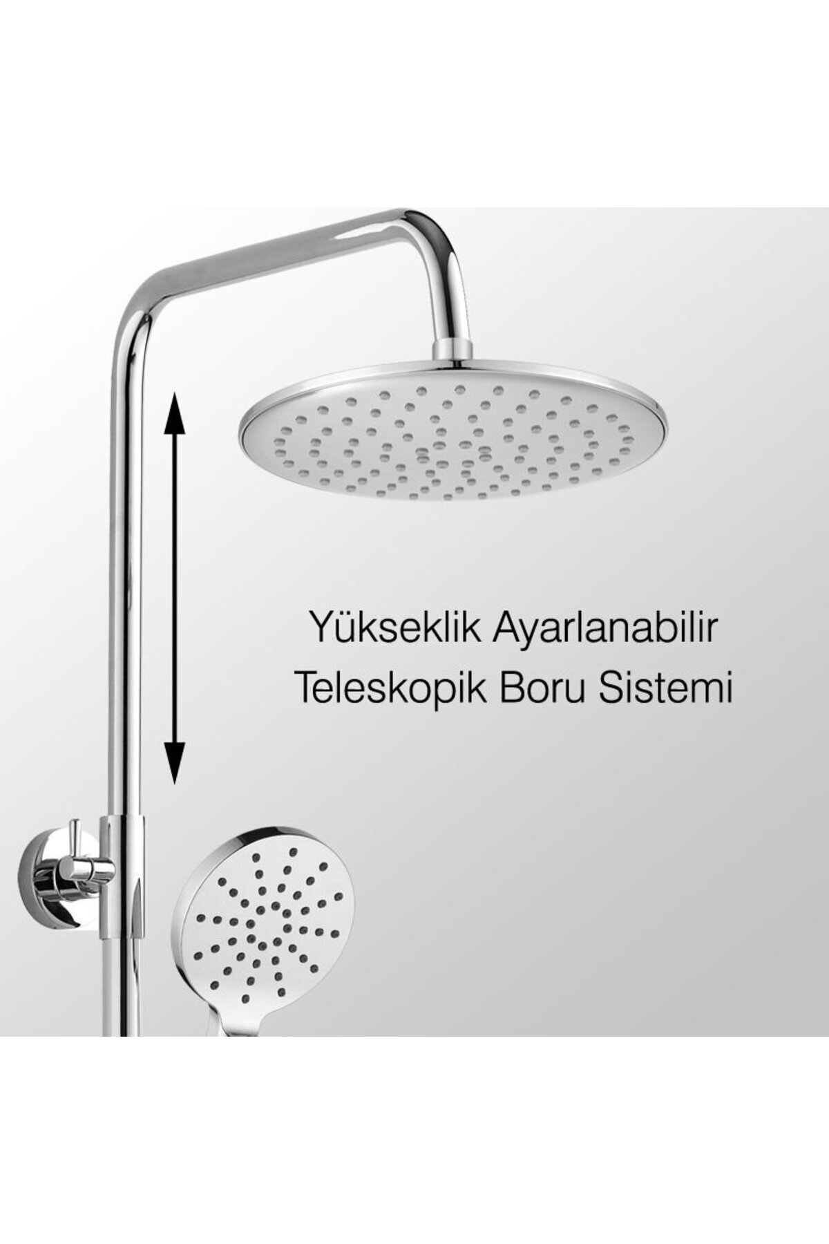 Teleskopik Kolonlu Tepe Duş Seti Robot Duş 3 Fonksiyon El Başlıklı Kds121-2