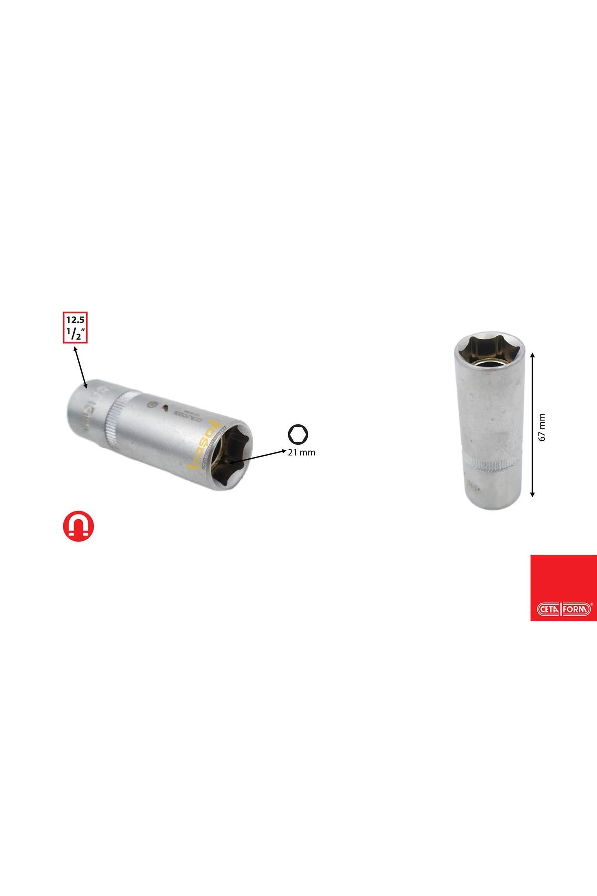 21 Mm 1/2” Mıknatıslı Buji Lokmaları C27-r21m