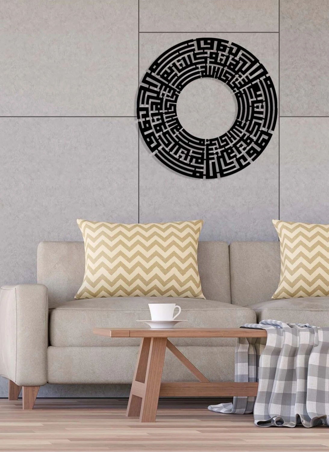 -Hasbiyallahu Lâ Ilahe Illâ Hûve Aleyhi Tevekkeltü (Tevbe Suresi 129.Ayet) Islami Metal Tablo - Islami Ev Dekorasyonu - Dini Duvar Tabloları - 60 X 60 - Cm - Sıyah-Islm-162