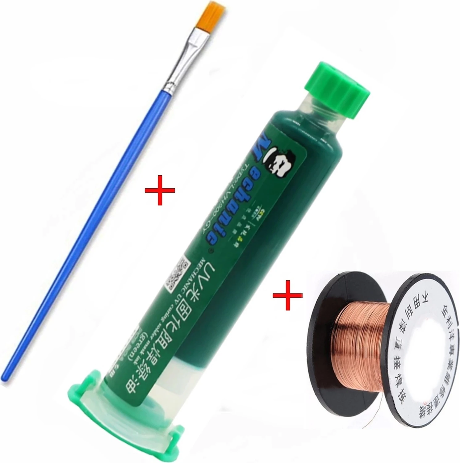 Üçlü Set Bt Uv Anakart Pcb Bord Lehimleme Yalıtım Boyası Yeşil 10CC ve Yol Çekme Teli